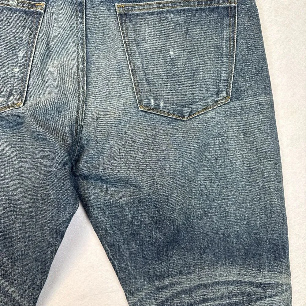 J.Crew Point Sur Darwin Jeans 29 USA Cropped Cotton B0782 Distressed Raw Hem